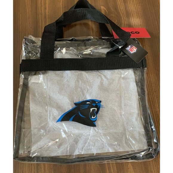 NFL Carolina Panthers CLEAR Zippered Tote Bag Purse Stadium Approved FOCO - Picture 1 of 2
